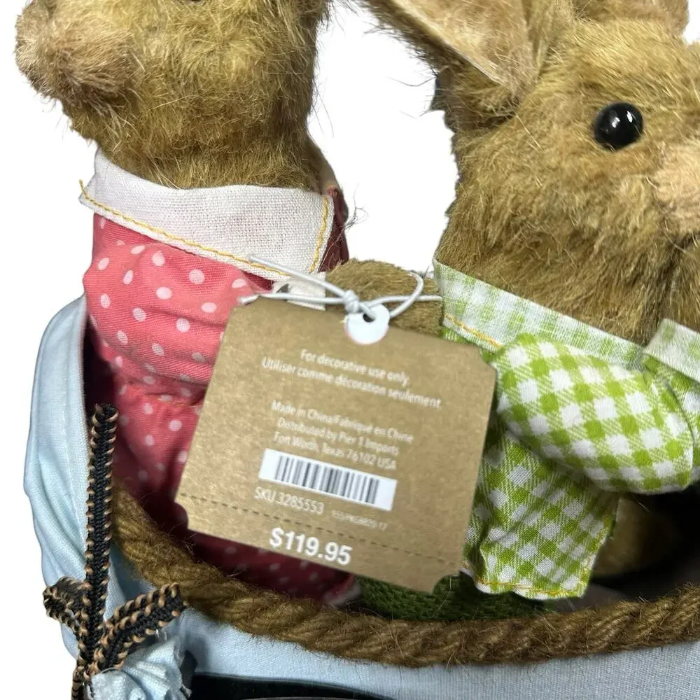 Pier 1 One HOP TOWN BUNNIES ROAD TRIP HARES RABBIT EASTER SISAL Jute 15